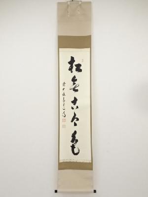 前大徳足立泰道筆　「松無古今色」一行書　肉筆紙本掛軸（共箱）